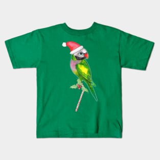 Red breasted parakeet Christmass version Kids T-Shirt